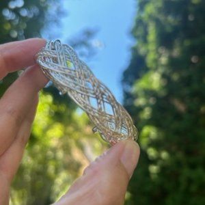 VTG 925 Silver Woven Braided Cuff Bracelet